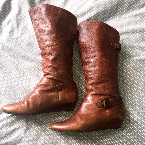 Shoes - Vintage Wide Calf Riding Boots w/ Hidden Wedge